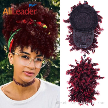 High Puff Kinky Curly Synthetic Ponytail With Bang